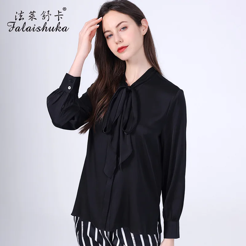 

Женская Офисная рубашка из натурального шелка, с длинным рукавом