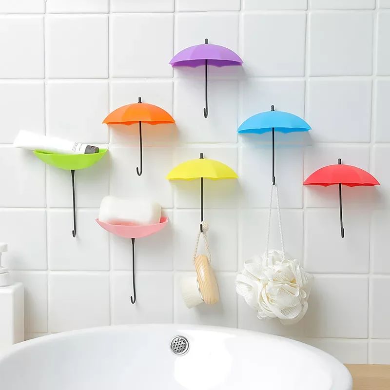 

Non-Marking Punch-Free Umbrella Hook Self-Adhesive Hook Wall Door Clothing Hanger Key Hanger Hook Bathroom Kitchen Rack
