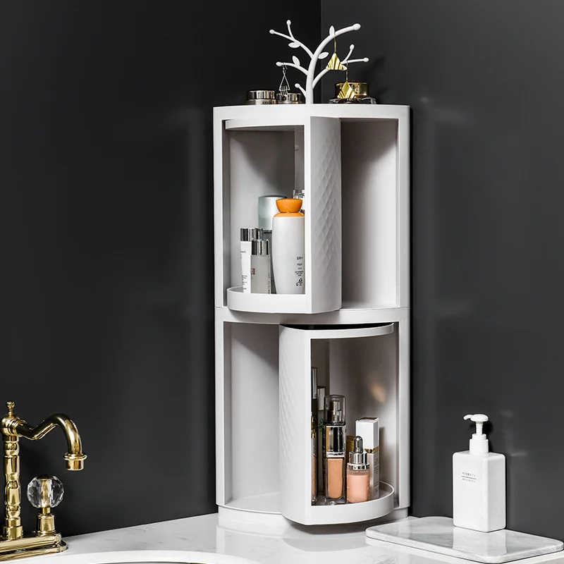 

360°Rotating Triangle Rotating Theme Corner Cabinet Kitchen Wall Hanging Shelf Bathroom Storage Waterproof Bathroom Accessories