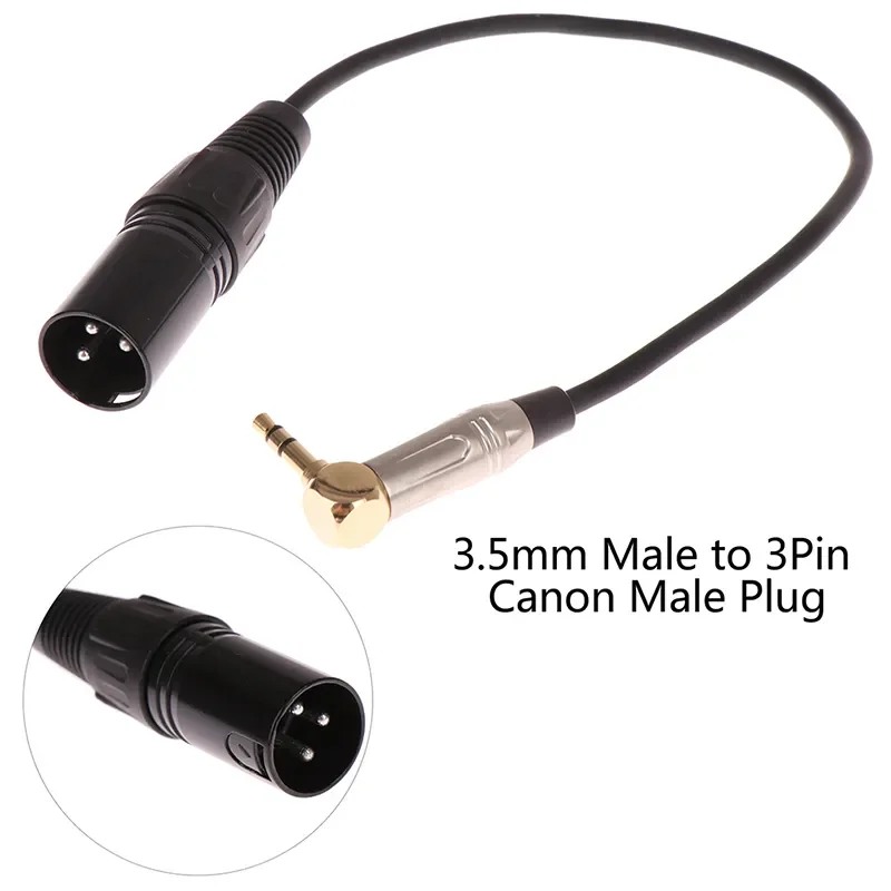 

XLR 3-Pin Male To 90 Degree Elbow 3.5mm Stereo Plug Audio Cord Adapter Microphone Mic Cable TRS Cable Jack 3.5 Male To Male
