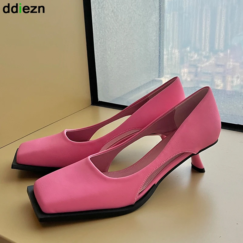 

Female Shoes For Women Pumps Thin High Heels 2022 New Hollow Women's Sandals Ladies Rubber Slides Square Toe High-Heeled