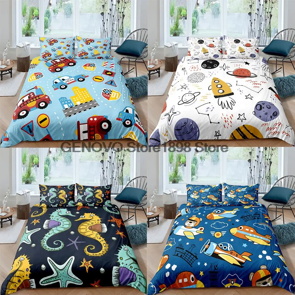 Space Bedding Set Child Twin Beds 2 People Galaxy Quilt Cover Bed Linens Comforter Duvet Cover Bedclothes For 135 Bed Sheet Sets