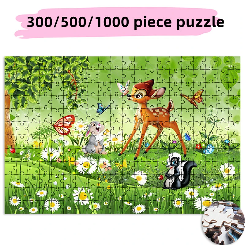 

300 500 1000 Pieces Bambi Cartoon Disney Brand Jigsaw Puzzle Creative Educational Toys Kids Adult Collection Hobby Gifts