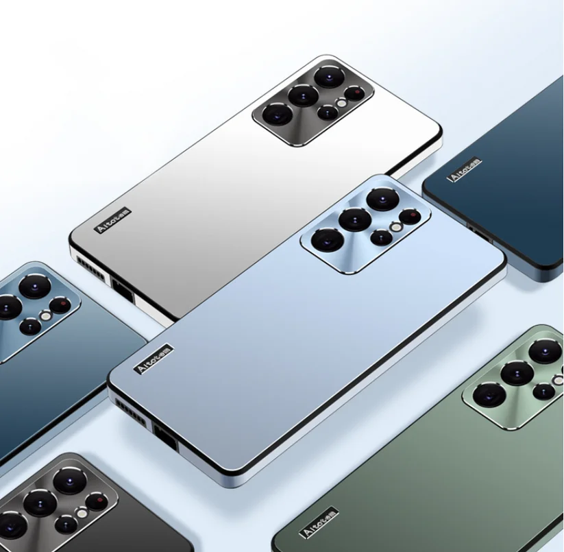 

New Frosted Metal Lens Case Cover For Samsung S21 S22 S23 Plus Ultra Anti-stain Shockproof Wireless Charging Cover