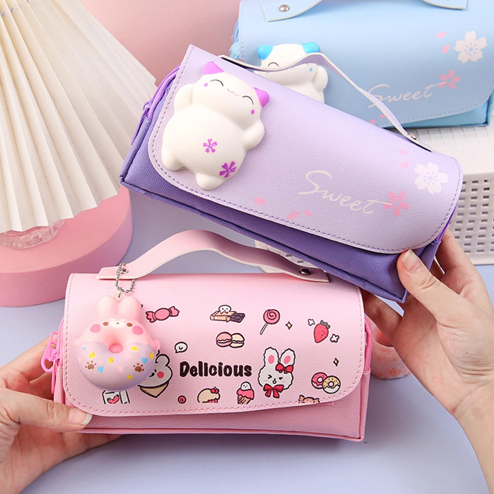 

Kawaii Korean Pencil Case Large Capacity Girls Kids School Stationery Pen Bags Universal Office School Supplies