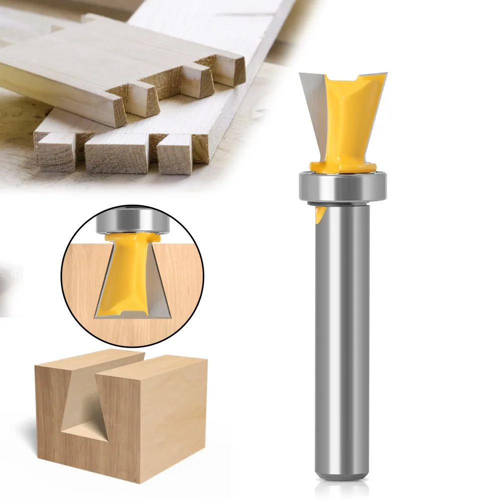 

1pcs 14 Degree 1/2inch Dovetail Router Bit - 8mm Round Shank Woodworking Cutter Tenon Cutter for Woodworking Tools Wood Drilling