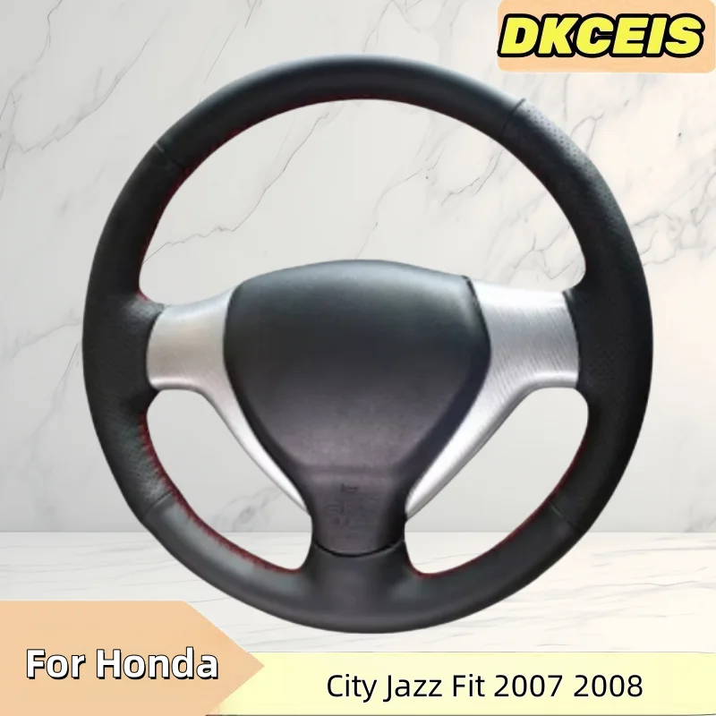 

Чехол на руль автомобиля «сделай сам», дышащий из искусственной кожи для Honda Jazz Fit 2005 2006 2007 2008, плетеный чехол на руль с перекрестным колесом