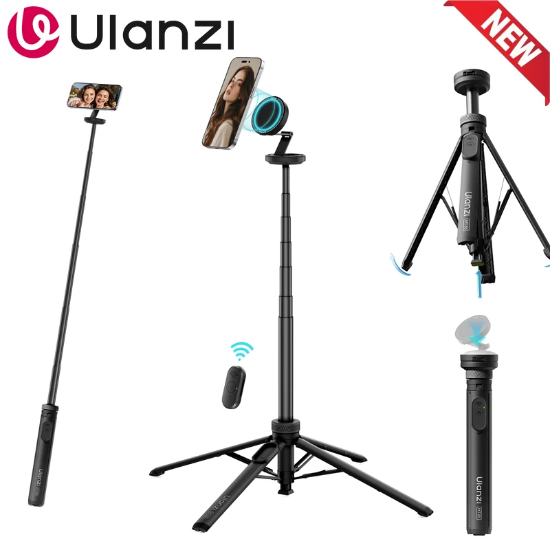 Фото Ulanzi MT85 Смартфон Палка для селфи Телефон Автоматический штатив Подставка 1,5 м с Bluetooth-контроллером 10 м Беспроводной Magsafe Quadruped №1