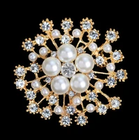 hot selling snowflake pearl crystal exquisite flower fashion brooches for women weddings party casual brooch pins gifts