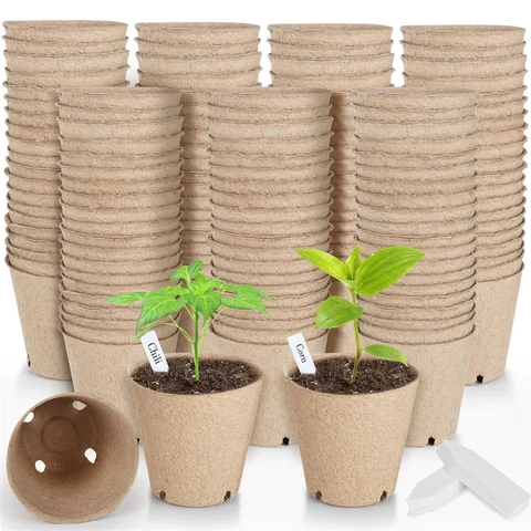 Круглые горшки для выращивания растений с дренажными отверстиями, небольшие пусковые лотки для семян оптом, садовые биоразлагаемые контейнеры для выращивания-S
