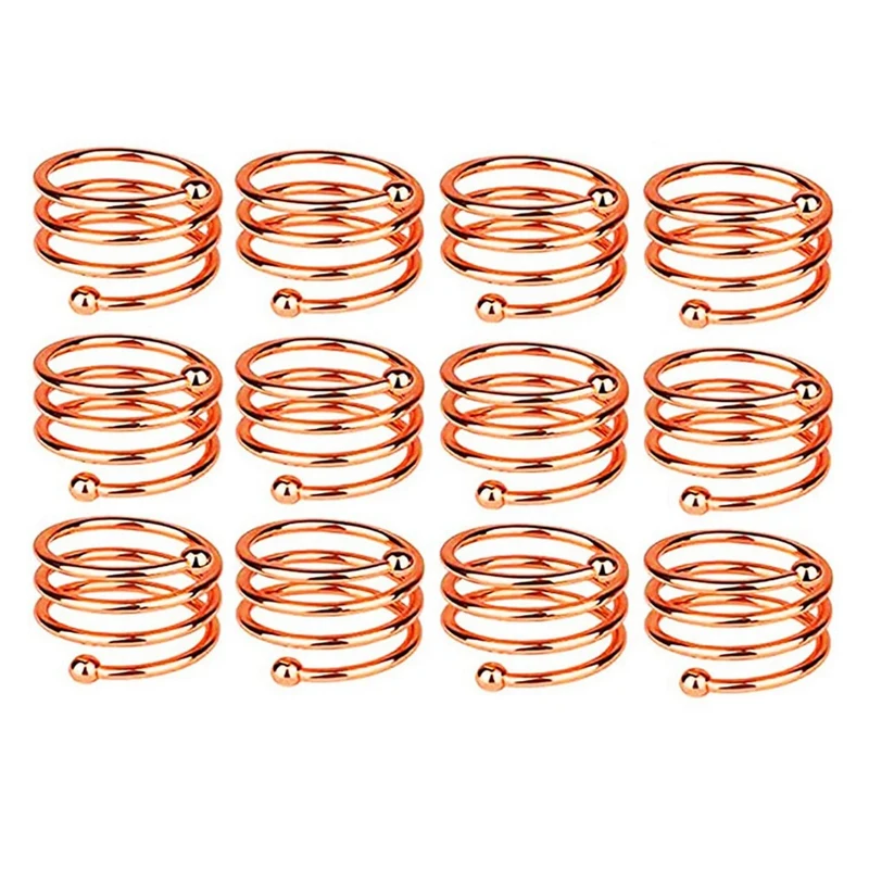 

Hot YO-12Pcs Metal Napkin Ring Western Restaurant Table Towel Napkin Buckle Hotel Wedding Spring Napkin Ring Table Decoration
