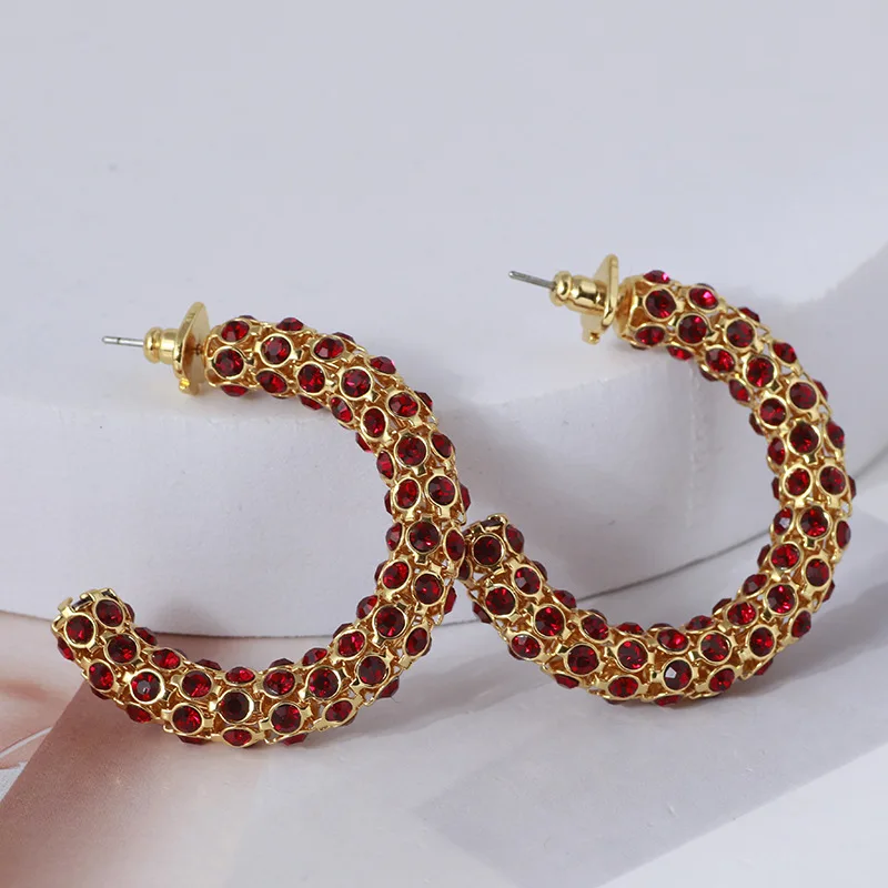 

European and American zircon C-shaped Earrings