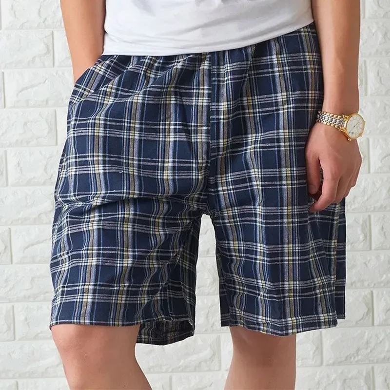 

Underwear Casual Boxers Shorts Cotton Mens Plaid Loose Male Homewear Pants Underpants Sleepwear Sleeping Short Comfortable