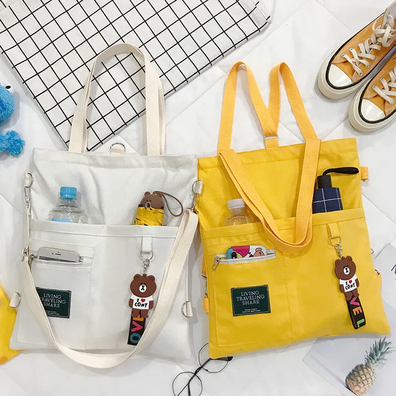 

2023 New Girls' Cloth Bag Student Japanese and Korean Style Shoulder Bag Cross-Body Shoulders Ins Canvas Bag Cute Contrast Color