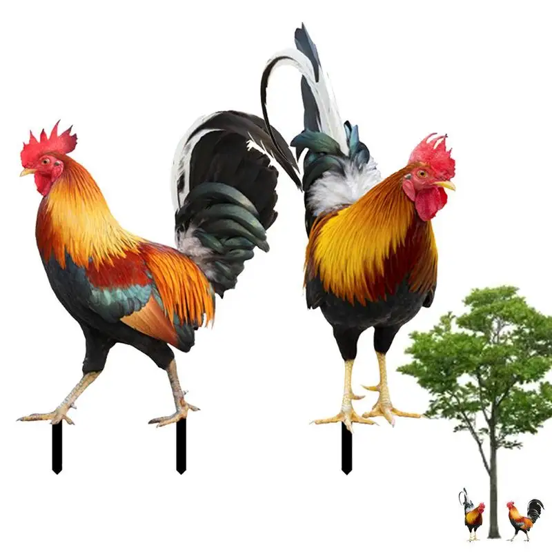 

Garden Standing Rooster Statue Outdoor Stakes Chicken Sculptures Rooster Yard Decor Weatherproof Yard Sign Garden Supplies