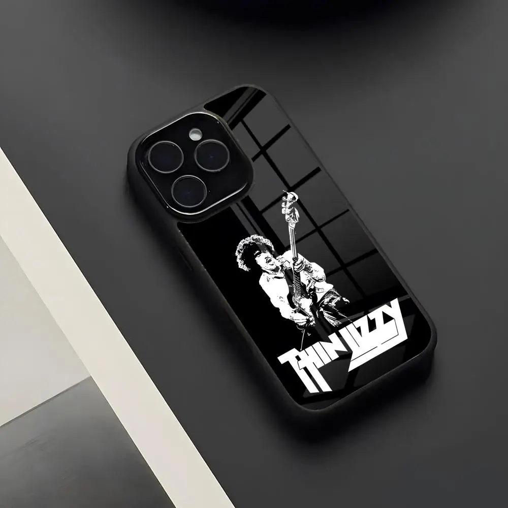 Фото Чехол для телефона Rock Band T-hin Lizzy для iPhone 17 Pro Max 16 15 14 13 11 Pro Max Plus, стеклянный чехол для телефона №4