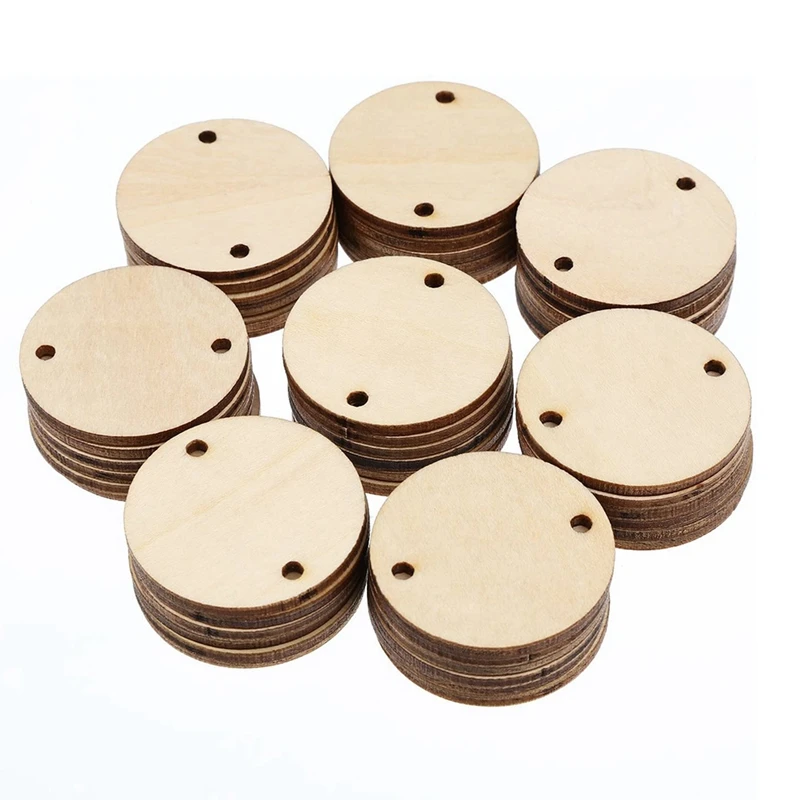 

Круглые деревянные бирки, 100 шт., бирки для доски на день рождения с 2 отверстиями для доски на день рождения, доска для хора, поделки «сделай с...