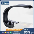 Современный Смеситель для ванной комнаты Bakicth, черныйхромированный латунный Смеситель для умывальника, с одной ручкой, элегантный кран Водопад для горячей и холодной воды