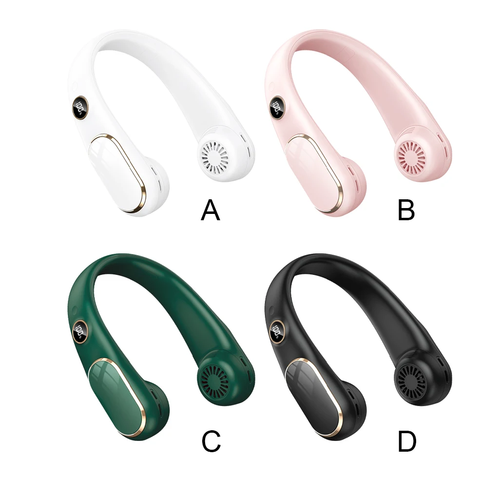 

Fan USB 2400mAh Rechargeable 4 Speeds Hands-Free Bladeless Air Cooling Fans Wearable Cool Supply School Office Outdoor