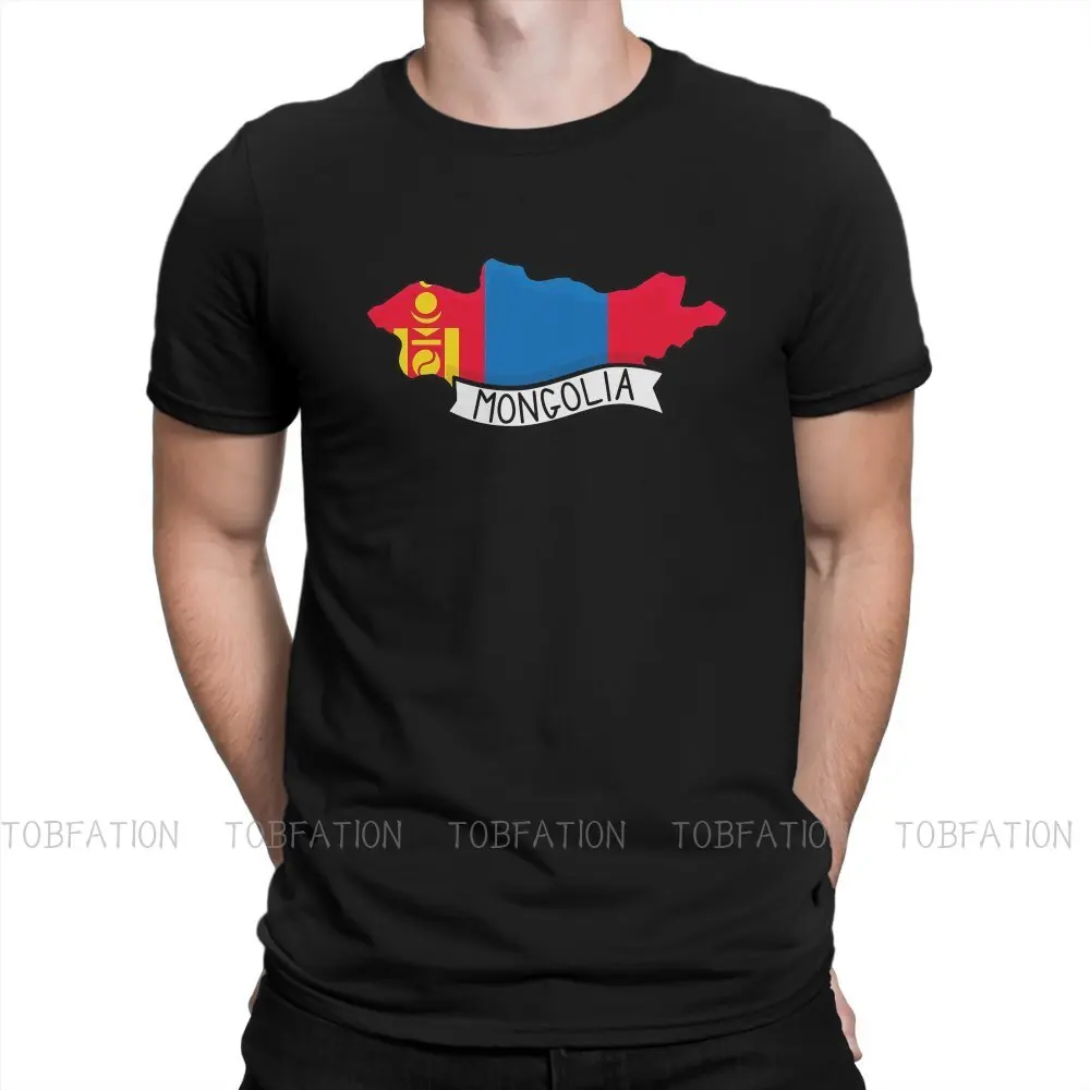 

Flag Creative TShirt for Men Mongolia Map Round Collar Basic T Shirt Personalize Birthday Gifts OutdoorWear 6XL