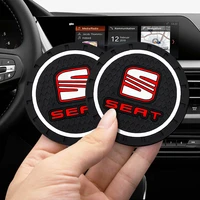 2pcs car logo anti slip silicone coaster waterproof water cup mat drink pad accessories for seat leon ibiza alhambra exeo ateca