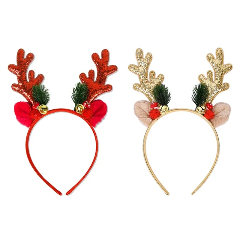 

Рождественские Повязки На Голову С Оленьими Рожками И Колокольчиками, Аксессуары Для Вечеринок Для Взрослых И Детей