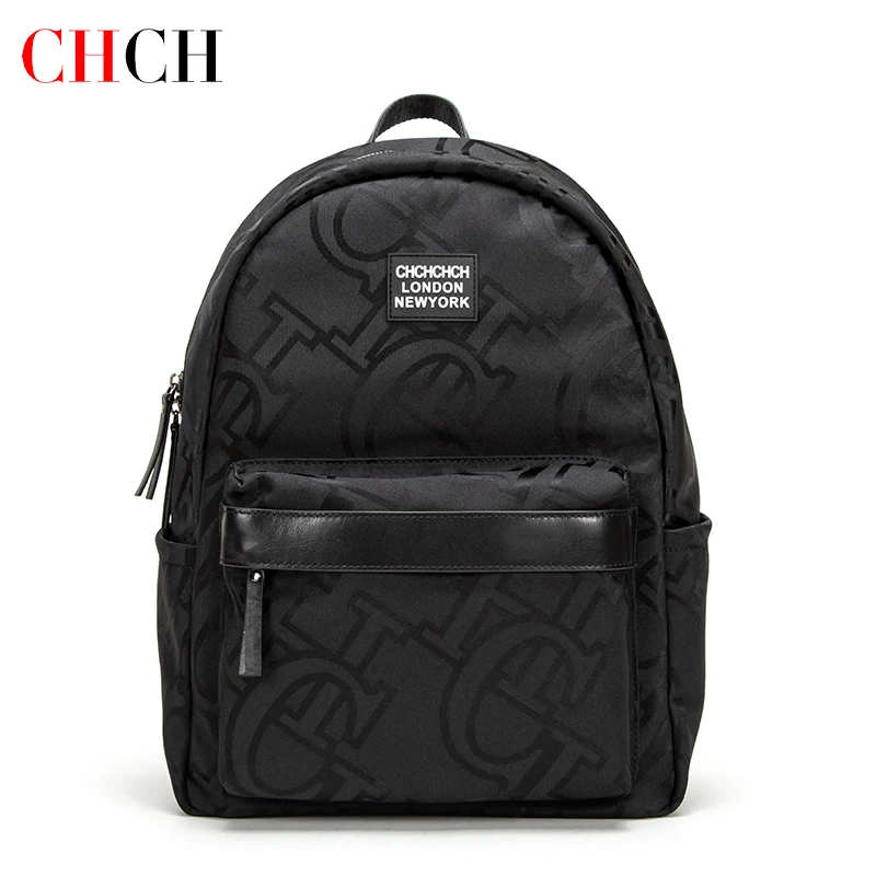 CHCH Adult Backpack Black Color Simple Style Large Space Bag for Men