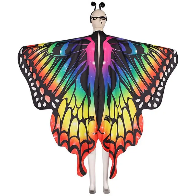 

Rainbow Cape Adult Fairy Wings Cloak With Lace Face Guard Fairy Ladies Cape Adult Fairy Wings Cloak For Masquerade Parties