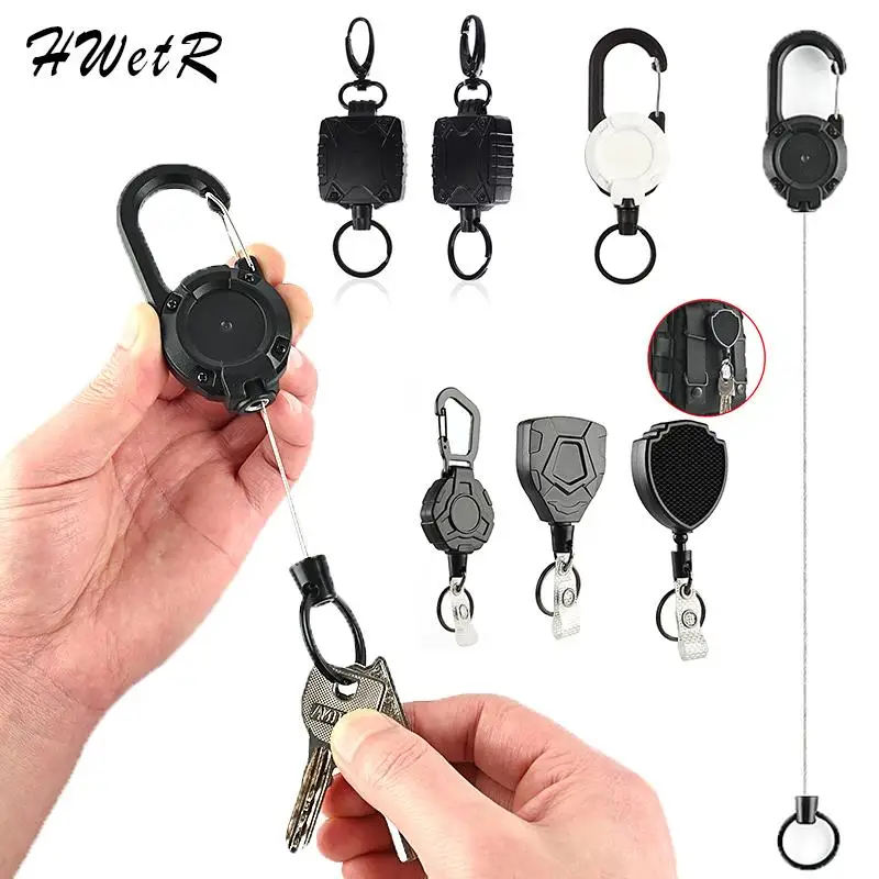 

Retractable Anti-theft Metal Easy-to-pull Buckle Rope Elastic Keychain Sporty Key Ring Anti Lost Yoyo Ski Pass ID Card