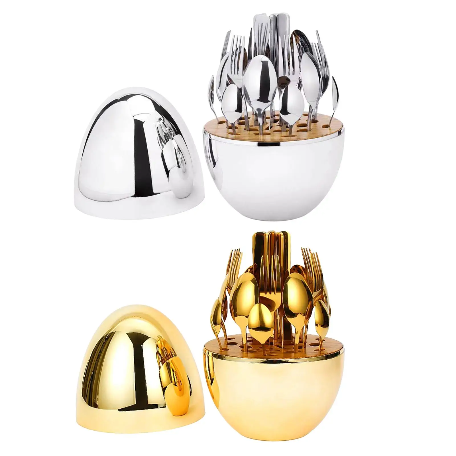 

24Pcs Western Tableware Kit with Egg Shaped Box Home Furnishings Vintage Dinnerware Kit for Home Restaurant Tea Ice Cream Steak