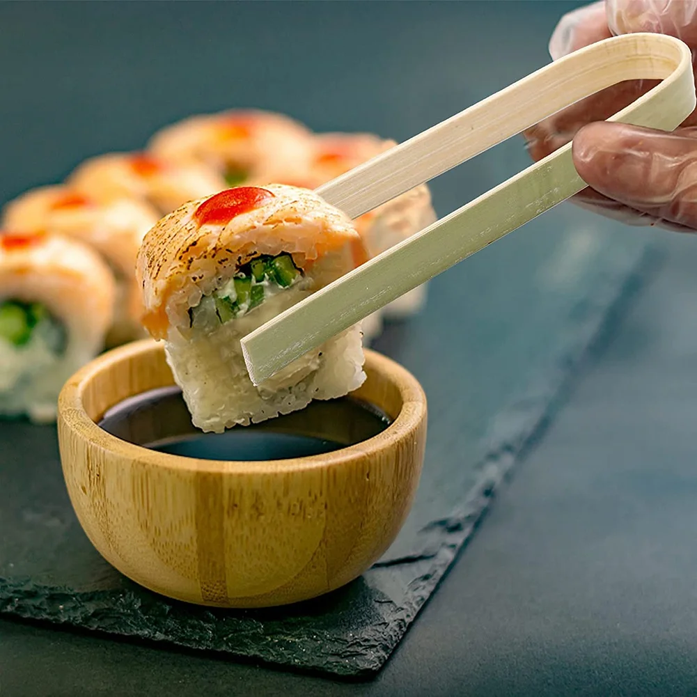 

120 Pack Mini Bamboo Tongs, 4 Inch Disposable Tongs, Eco-Friendly Mini Disposable Bamboo Utensils Toast Tongs