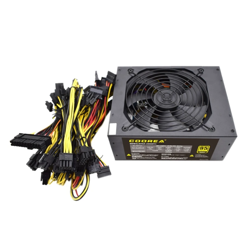 

2000W ATX Modular Mining PC Power Supply B847 75 85 Supports 8 Graphics Card 160-240V Power Supply Mining Machine