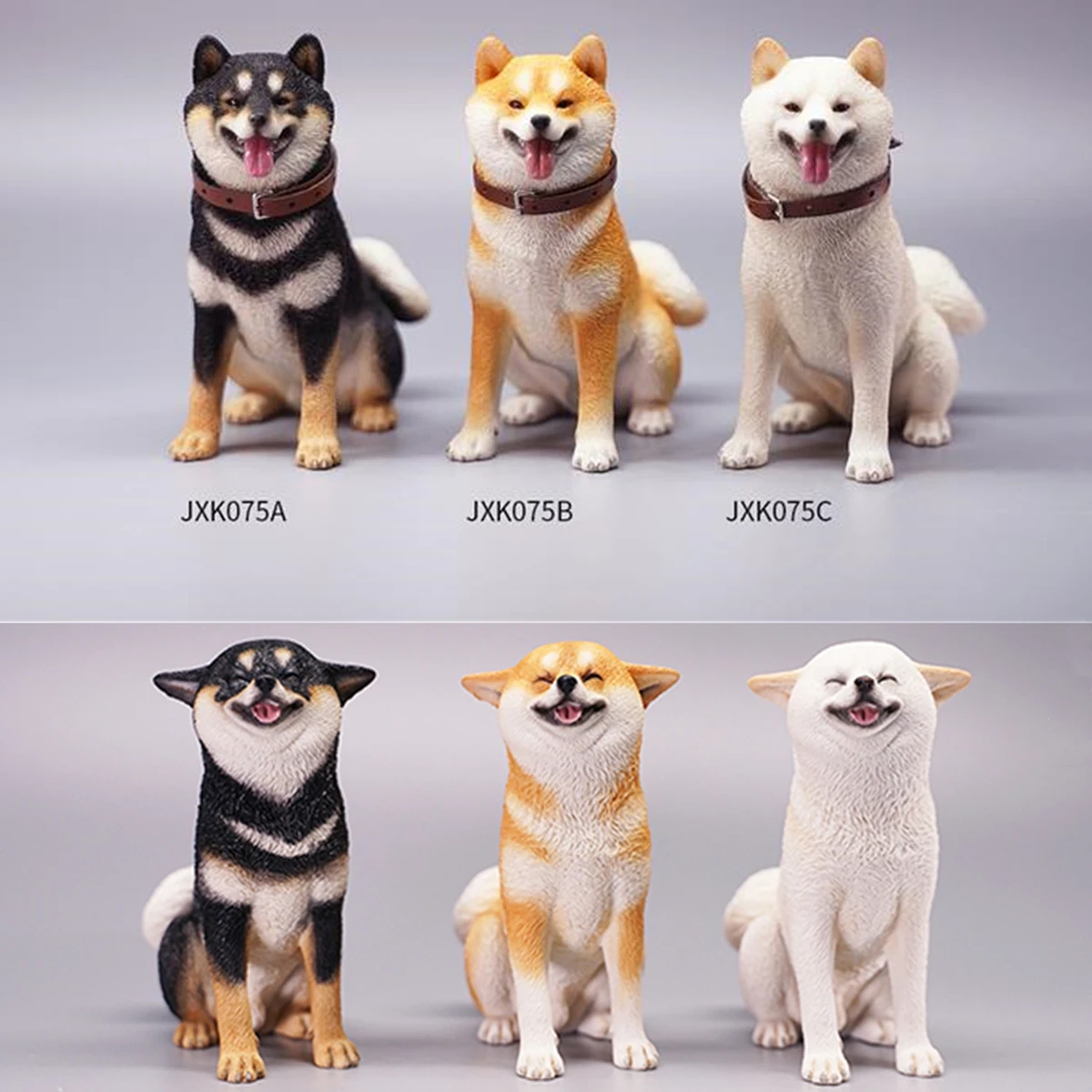 JXK 1/6 Sitting Smile Shiba Inu Model Healing Figure Pet Animal Doge Desktop Decor Toy Ornaments Children Adults Kids Xmas Gift