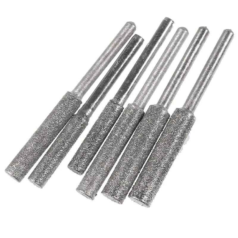 5PCS/Lot Diamond Coated Cylindrical Burr 4/4.8/5.5mm Carving Grinding Tools Chainsaw Sharpener Stone File Chain Saw Sharpening