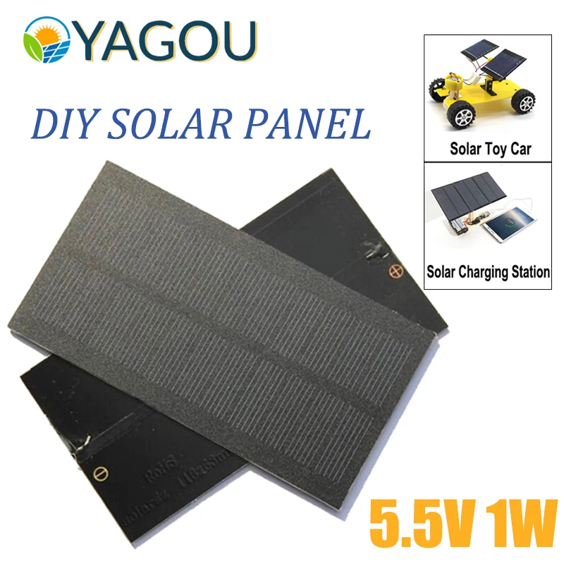 

YAGOU 5.5V 1W Solar Panel DIY Toys Outdoor Mini Solar System Plate Battery Phone Chargers Home Portable PET Solar Cell 0.3/0.25W