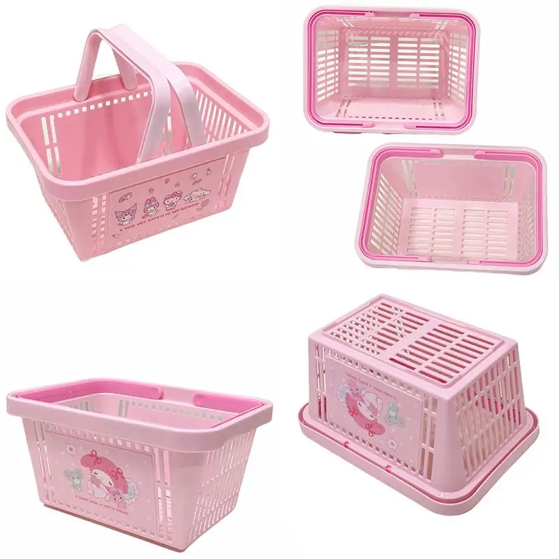

Sanrios Cartoon Bath Basket Hello Kittys Kuromi My Melody Kawaii Girl Heart High Capacity Household Portable Wash Storage Basket