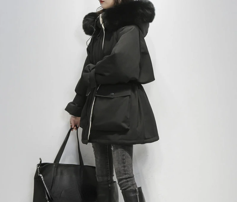 Korean Version 2022 New Down Cotton Jacket for Women Loose Thickened Wool Collar Cotton Jackets Coats Female Winter Clothing