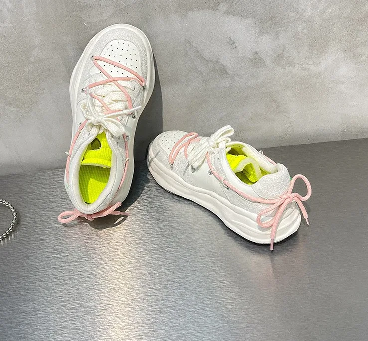 

Dissolve little white shoes 2002 Grape mother Jelly two-color lace-up platform raised casual sports shoes women's shoes