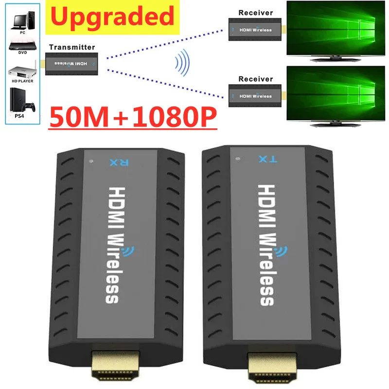 

5G 50M Wireless Wifi HDMI Extender Video Transmitter and Receiver Adapter 1080P Screen Switch for PS4 Camera PC To TV Projector