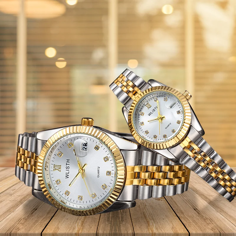 Couple Watch WLISTH Top Brand Luxury Watch Men Women Quartz Clock Auto Date Fashion Casual Lovers Watch Stainless Steel Relogio