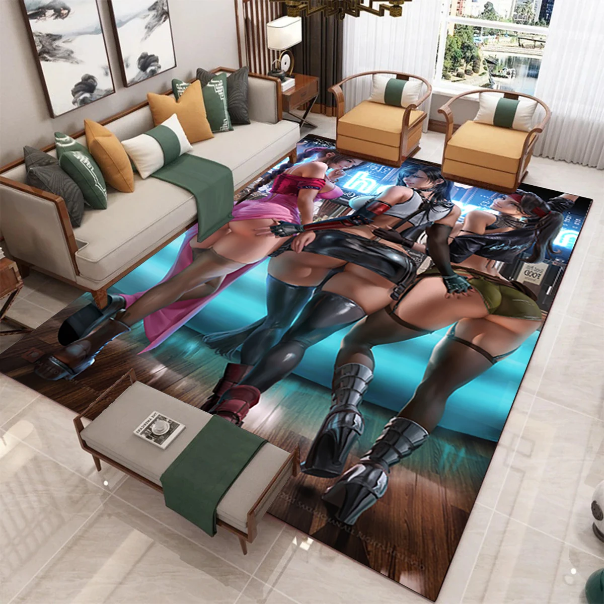 

Привлекательные девушки, модный ковер 3D Tifa Aerith, художественный декоративный ковер, противоскользящий ковер, декор для гостиной, спальни, фо...