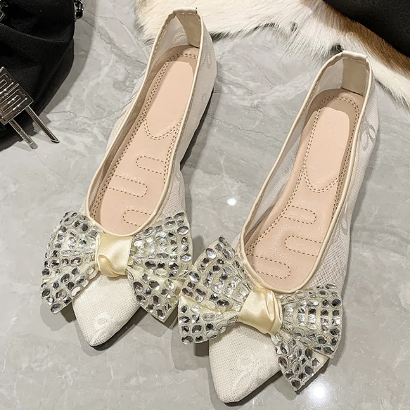

Fashion Casual Shoes Women 2023 Autumn New Pointed Toed Women's Single Shoes Solid Color Bow Low Heel Flat Women's Shoes Mujer