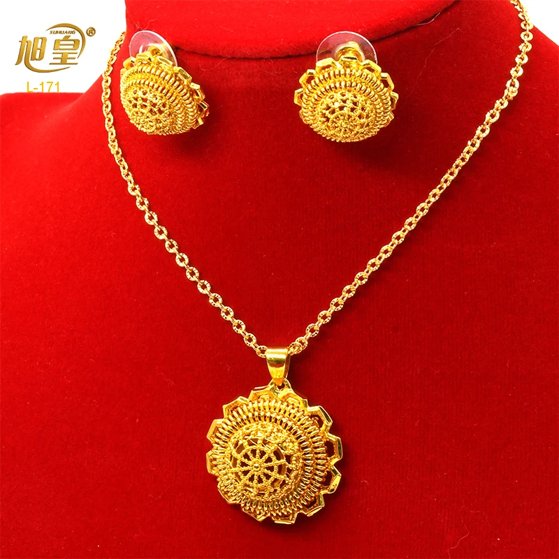 

Ethiopia Dubai Luxury Gold Plated Necklace Earrings Set For Women Arabic Charm Choker Set Bridal Wedding Banquet Jewelry Gifts