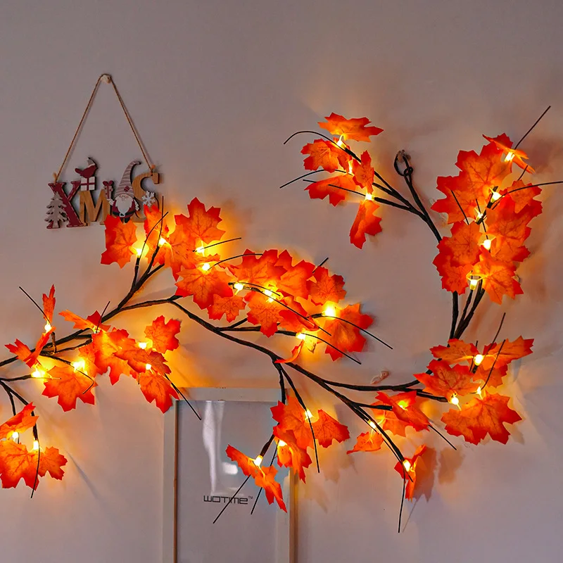 

1.5m Halloween Maple Leaves LED Vines Lights Tree Branches for Home Decor, Rattan Lights for Wall Bedroom Living Room Aesthetic