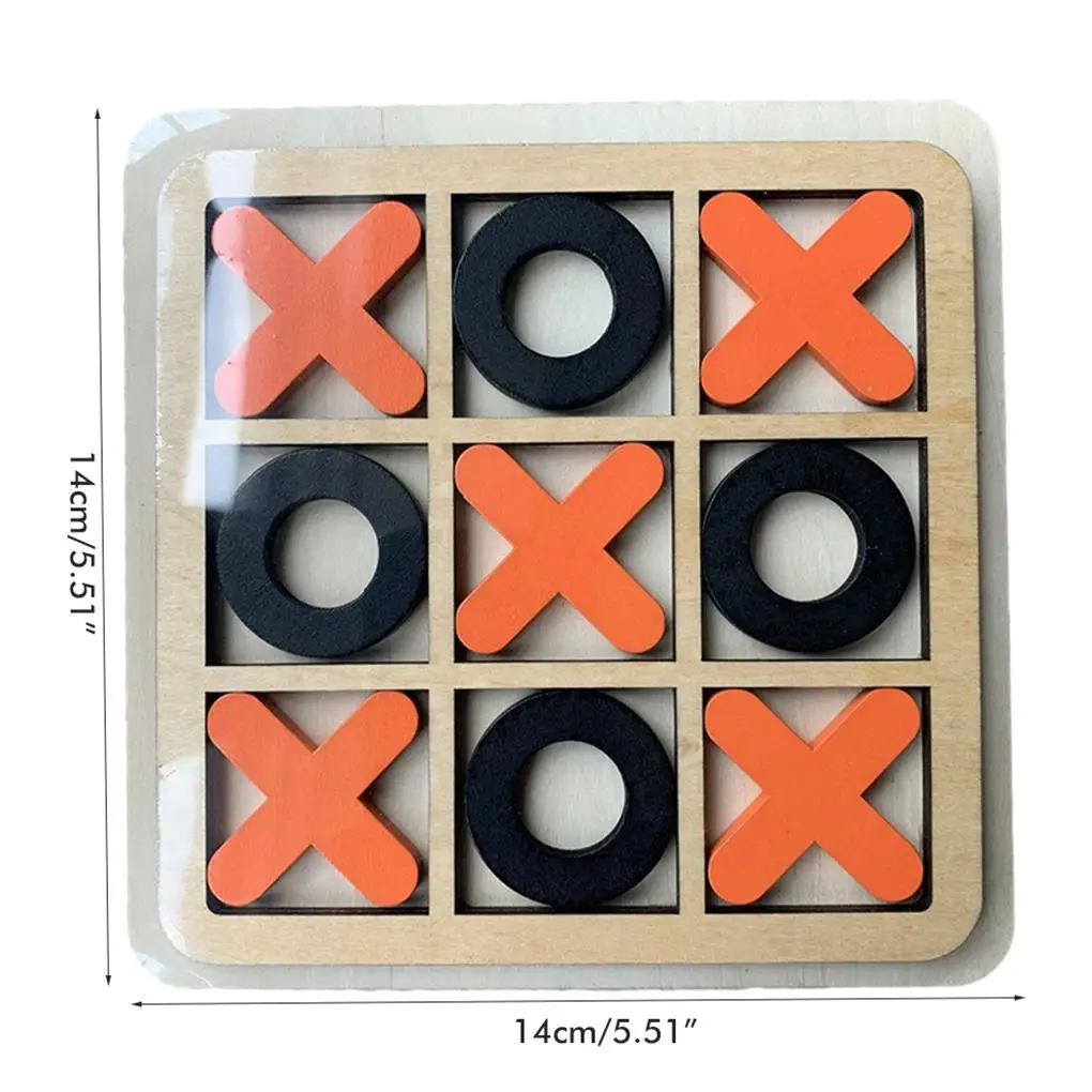 

Wood XO Board Game Portable Square Interactive Parent-children Educational Adult Children Party Club Toy Random Color