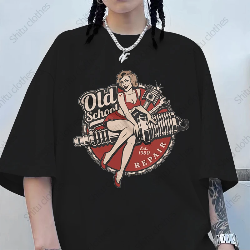 

Gothic Aesthetics Harajuku Women's T-shirt Fashion Simple Hot Girl Graphic Print Short-sleeved Top Vintage Summer Streetwear