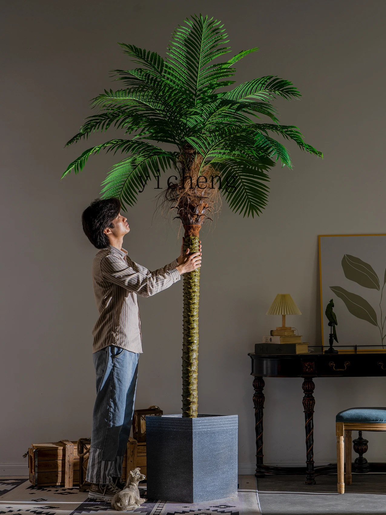 Tqh Подсолнечник Пальма зеленое растение искусственные деревья горшок для