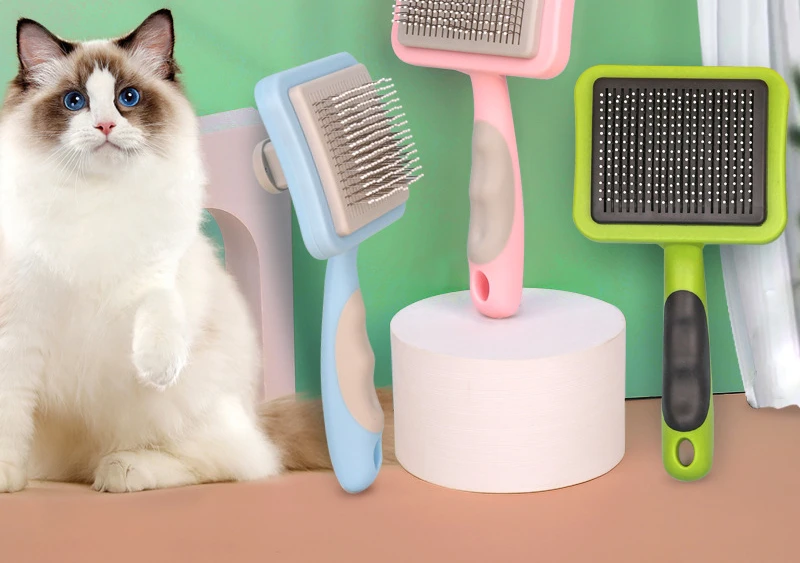 

Dog Brush Needle Comb Automatic Hair Removal for Cats and Dogs Self-cleaning Massage To Float Hairs One Click To Excess Hairs
