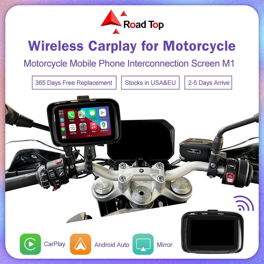

5 Inch External Portable Waterproof Motorcycle Carplay Wireless Android Auto Screen Motobike Navigation Multimedia Player