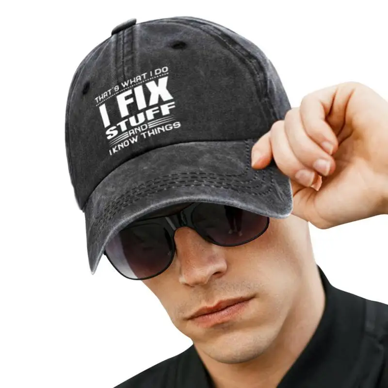 

Dad Hat Unisex Casual Adjustable Washed Dad Hat I Fix Stuff And I Know Things Breathable Adult One-Size Sports S For Men Women